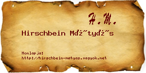 Hirschbein Mátyás névjegykártya